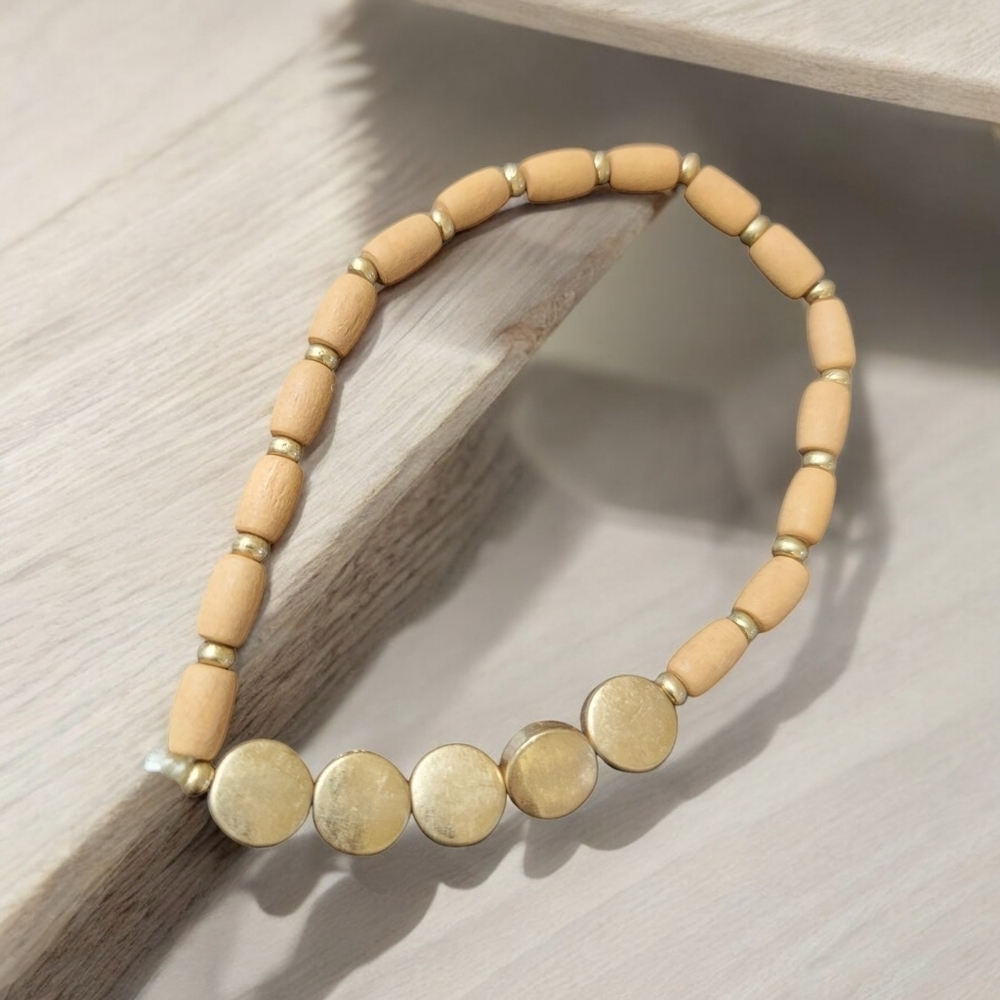 Cream and Copper stretch bracelet